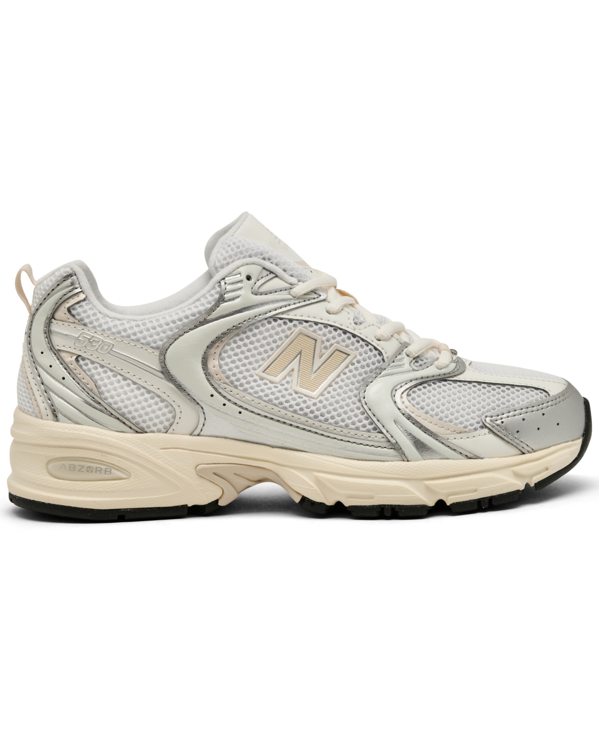 New Balance Mesh Rubber Sole Sneakers With Silver Accents In Gray