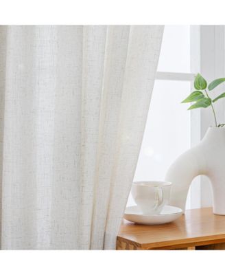 Extra Long Linen Blend Light Filtering Curtains for Living Room (2 Panels), 52"x108"