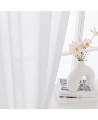 Linen Blend Light Filtering Curtains for Living Room (2 Panels), 52"x45"