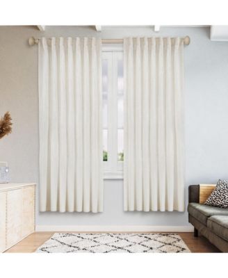 Linen Blend Light Filtering Curtains for Living Room (2 Panels)