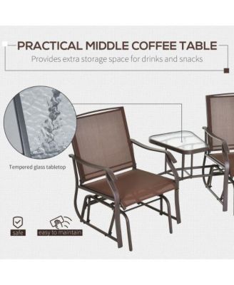 Outsunny 77 Inch 2 Person Outdoor Glider Set with Coffee Table