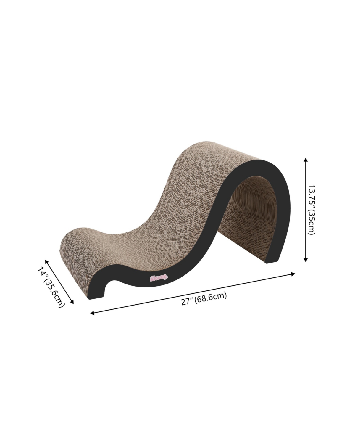 The Licker Store Kona 27" Modern Cardboard Double-Sided Wave Cat Scratcher with Catnip