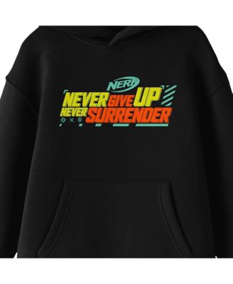 Never Give Up Never Surrender Youth Black Hoodie-XL