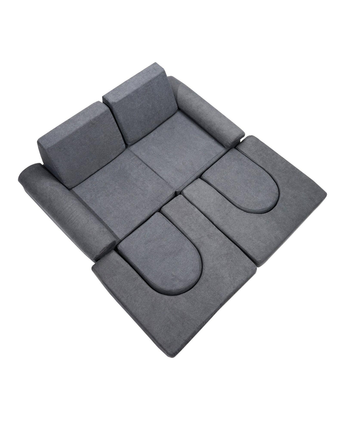 Slickblue 10-Piece Modular Kids Play Couch, Toddler Sofa Set with Removable Covers for Playroom - Grey