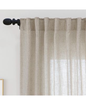Linen Blend Light Filtering Curtains for Living Room (2 Panels), 52"x84"