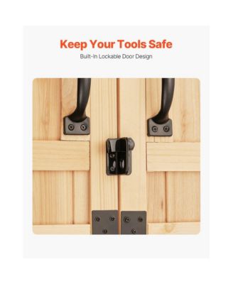 Outdoor Wooden Storage Shed with Lock, Waterproof Garden Tool Organizer