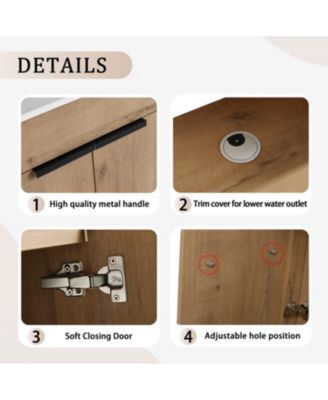 36 Inch Freestanding Vanity with White Ceramic Sink and Soft-Close Cabinet Doors