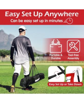 7x7ft Baseball & Softball Net - Pitching, Hitting & Batting Practice Net with Ball Collection System, Tee, 2 Strike Zones & Carry Bag