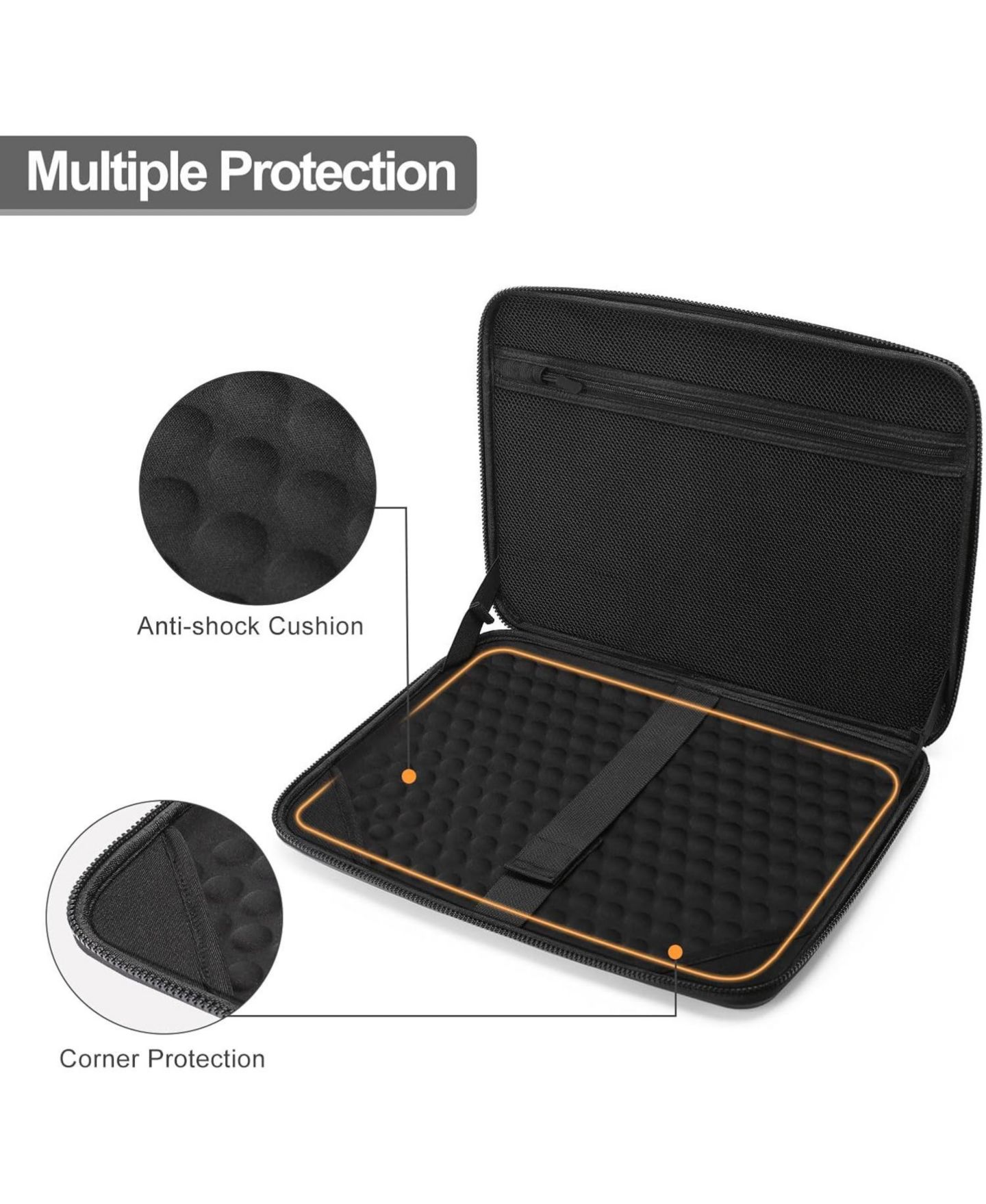 Сумка MOSISO Black Hard Shell Laptop Sleeve - 15.6"/16" Abstract Geometric Waterproof Case with Strap for MacBook/HP/Dell/Lenovo/Asus, цвет: Чёрный — фото 4