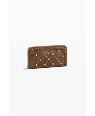 Women's Large perforated studded wallet