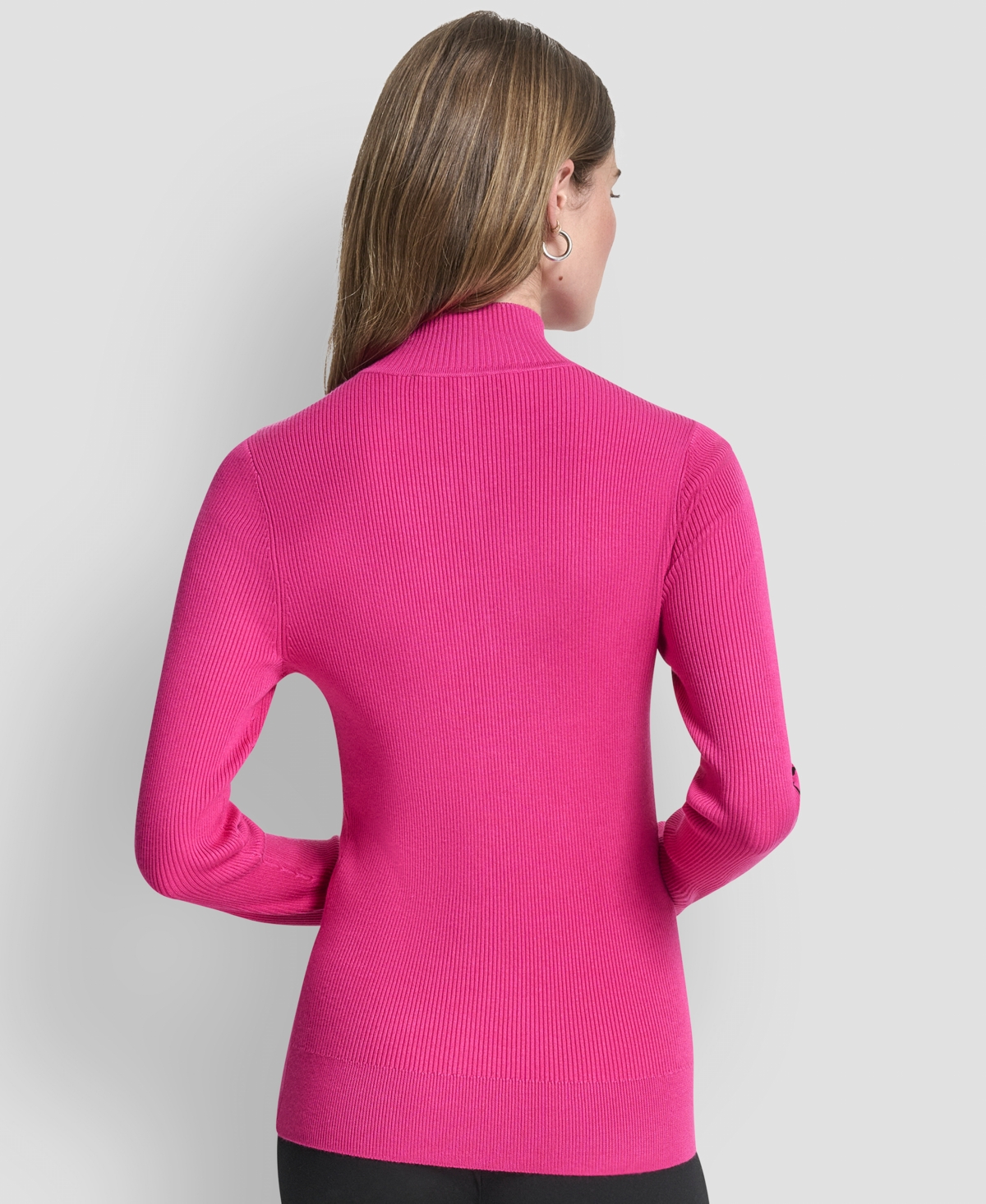 Dkny Women's Quarter Zip Mock Neck Sweater