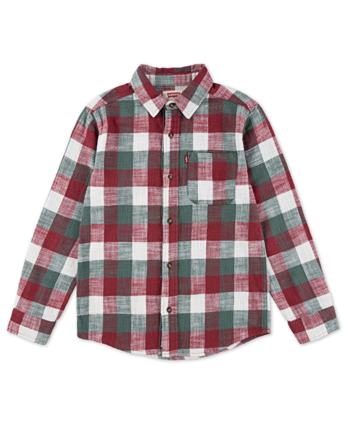 Levi's Levis Buffalo Check Flannel Shirt Big Boys S-xl S In Red