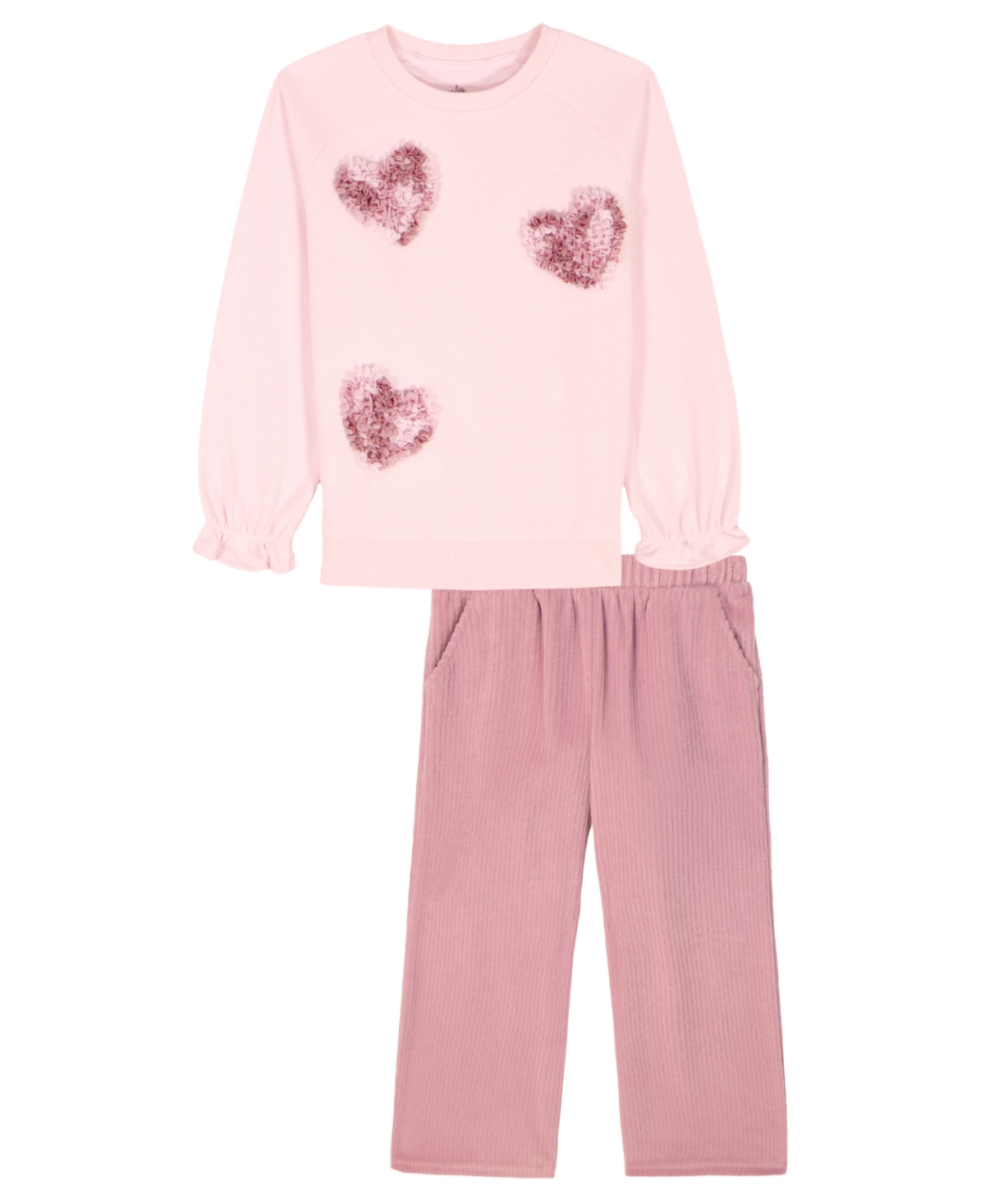 Kids Headquarters Toddler And Little Girls 2-piece Long Sleeve Top And Pants Set In Pink