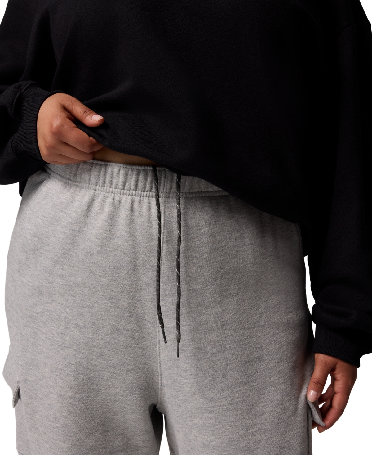 Columbia Plus Size Aldermore Fleece Cargo Pants In Black