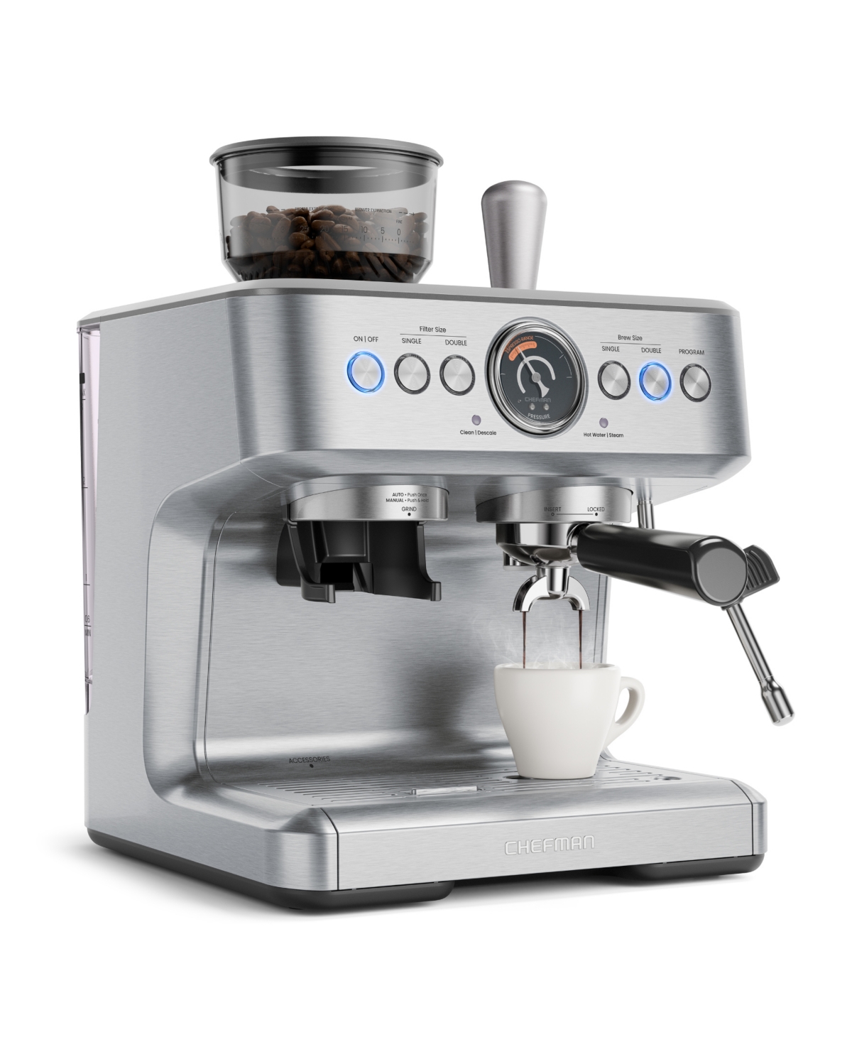 Chefman Crema Supreme Espresso Machine In Silver