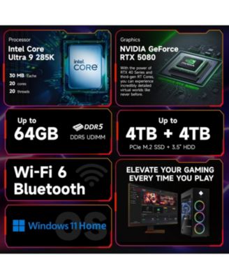 Omen 45L Gaming Tower Desktop Intel Core Ultra 9 285K 16GB RAM NVIDIA GeForce RTX 5080 1TB SSD Storage Windows 11 Home - Black