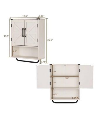 Bathroom Wall Cabinet with Storage Shelf and Towel Bar for Organization