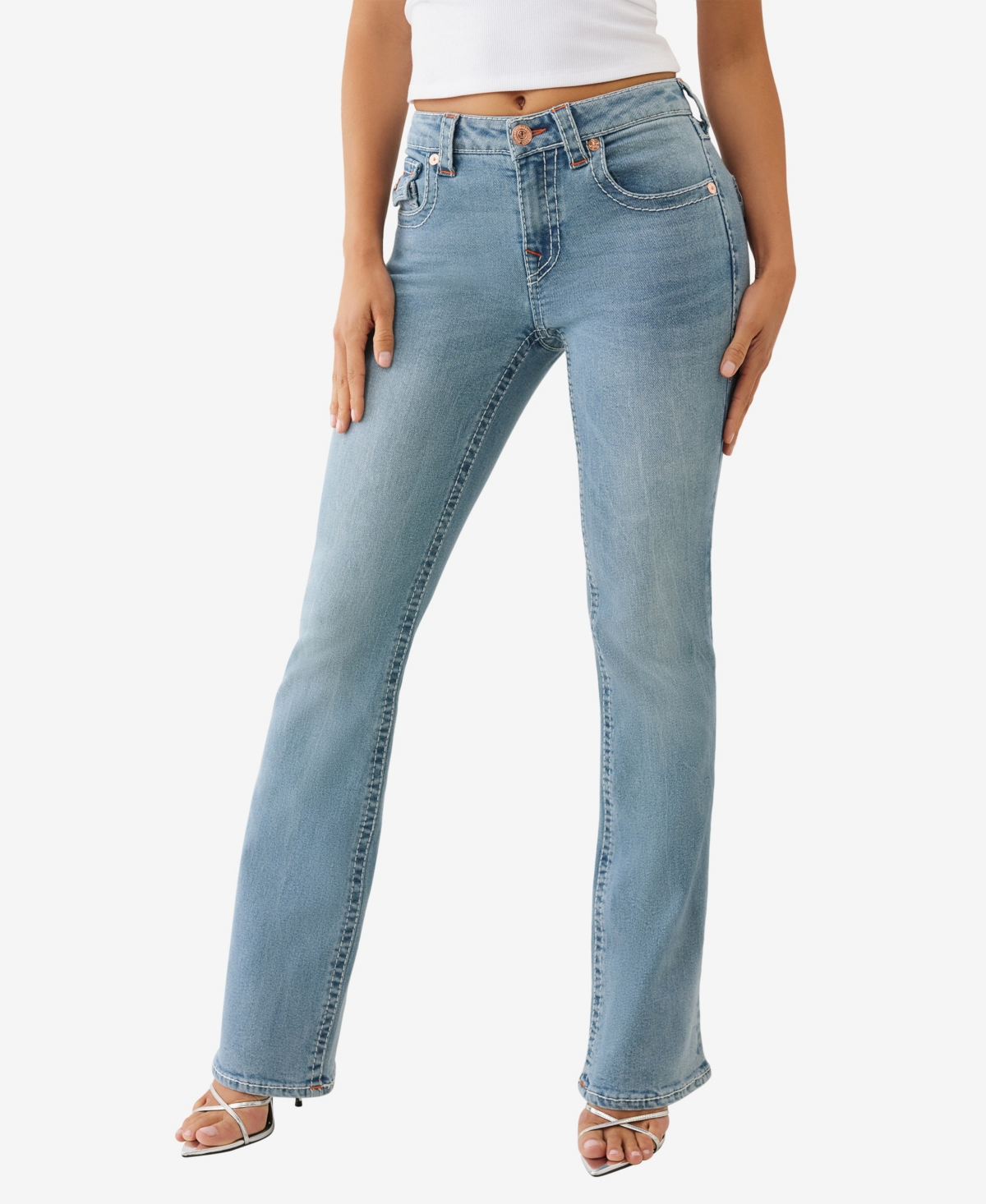 True Religion Women's Becca Big T Bootcut Flap Jeans In Blue