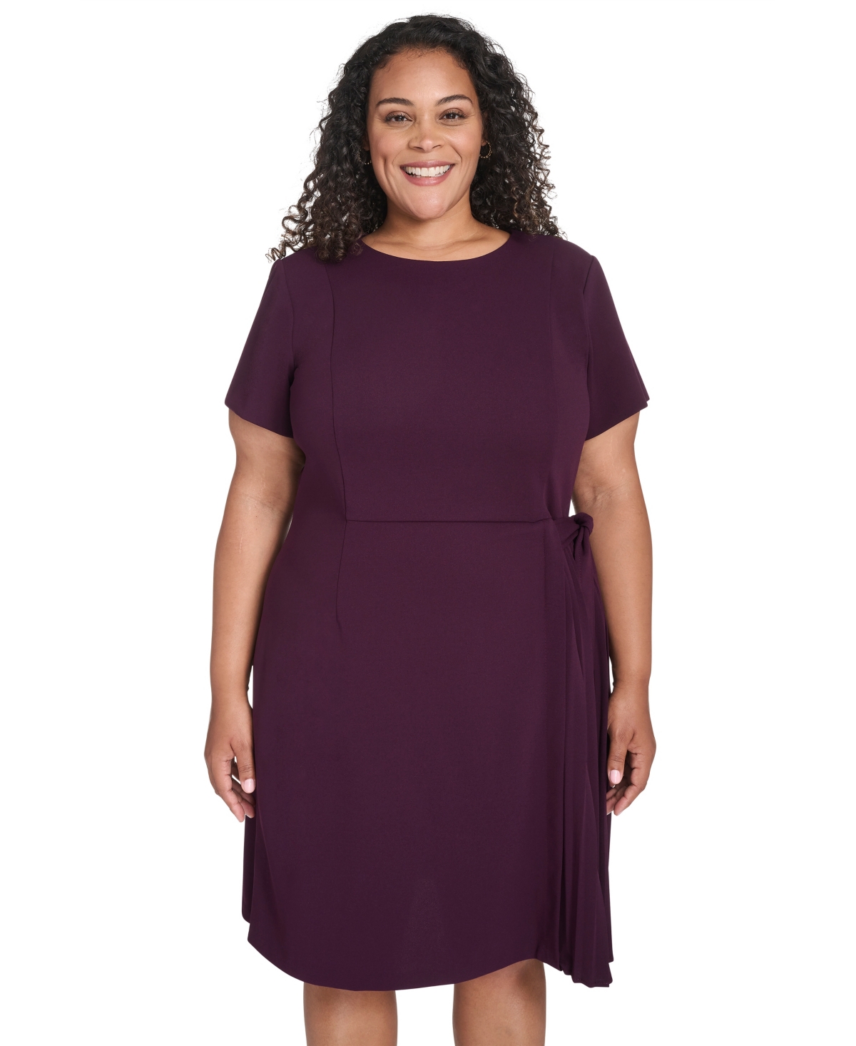 Calvin Klein Plus Size Short Sleeve Midi Dress In Red