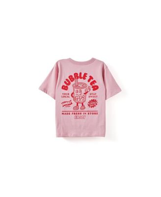 Little Girls Poppy Oversize Graphic Print Tee