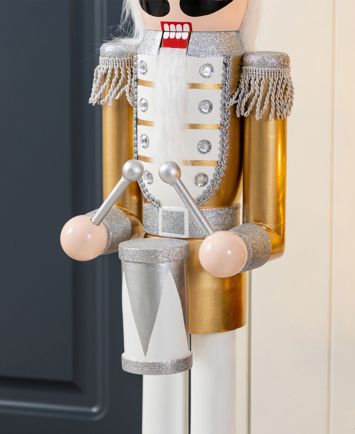 Glitzhome 35.75" Wooden Christmas Soldier Nutcracker In Multi