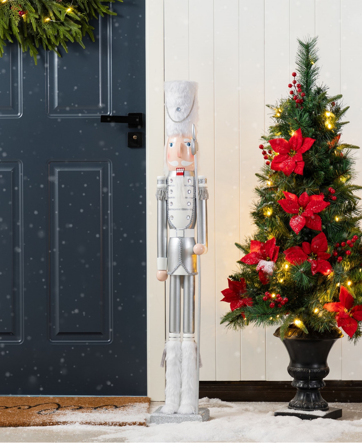 Glitzhome 42" Wooden Christmas Soldier Nutcracker In Multi