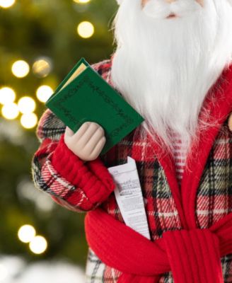 18" Faux Fur Christmas Bathrobe Santa Figurine