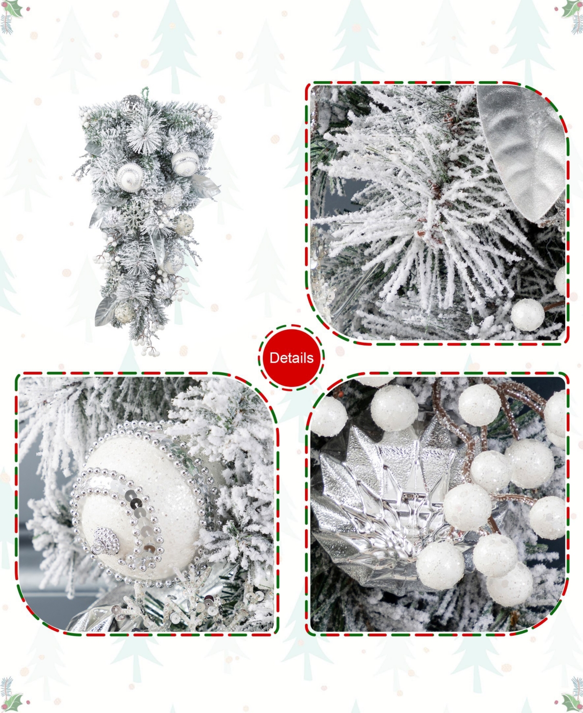 Glitzhome 30" Christmas Ornament And Berry Teardrop In Multi