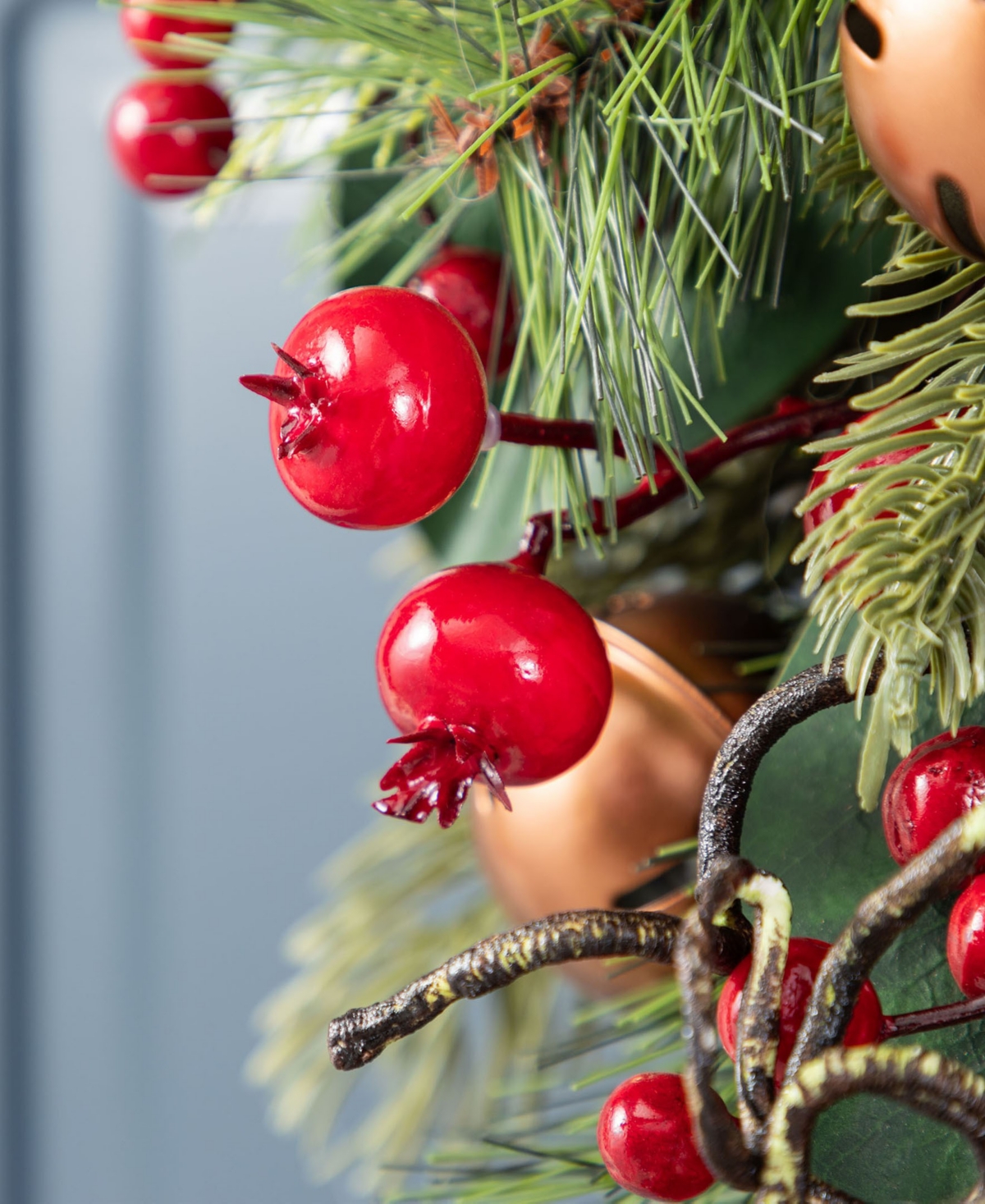 Glitzhome 28" Christmas Bell, Pinecone And Berry Bow Teardrop In Multi