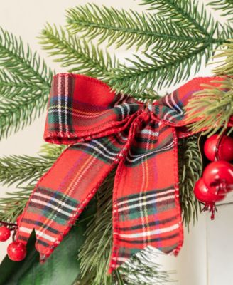 6" Christmas Bell, Pinecone and Berry Bow Garland