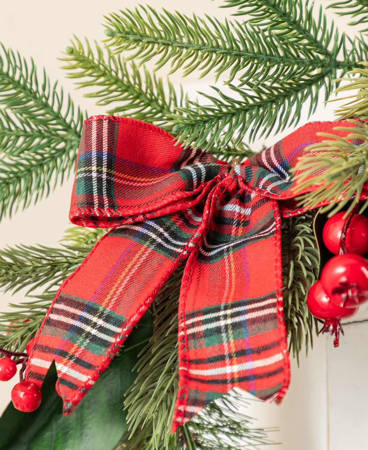 Glitzhome 6" Christmas Bell, Pinecone And Berry Bow Garland In Multi