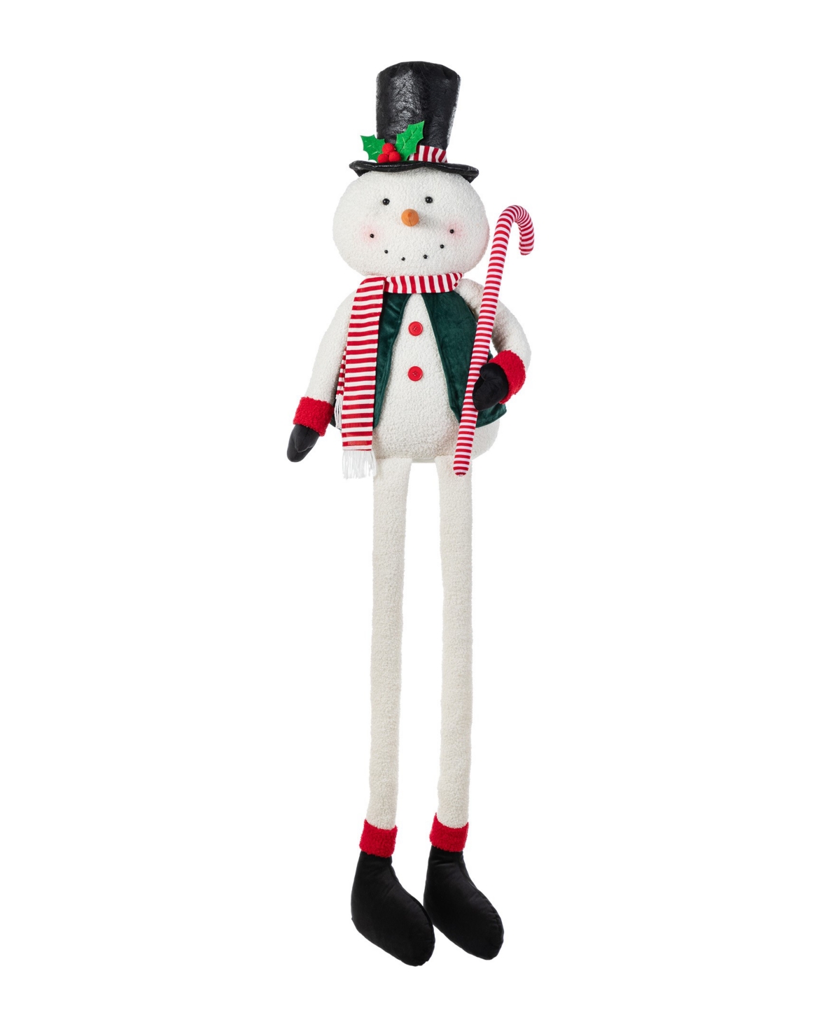 Glitzhome 60" Christmas Oversized Fabric Snowman With Dangle Legs In Multi
