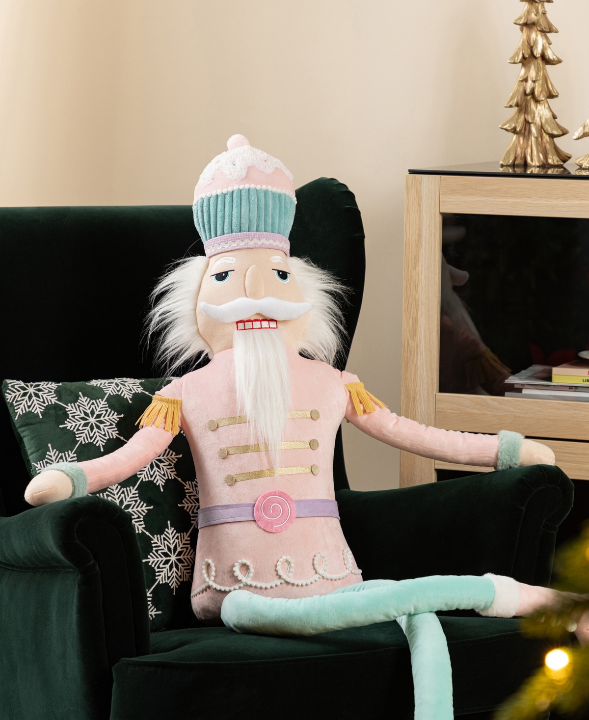 Glitzhome 60" Christmas Oversized Fabric Nutcracker With Dangle Legs In Multi