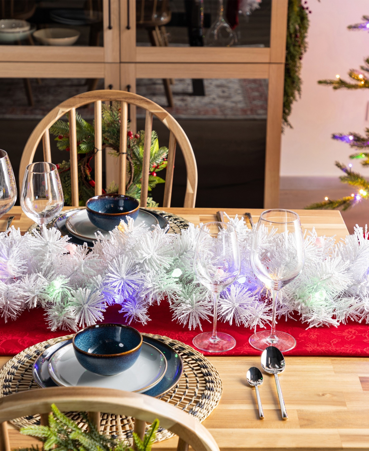 Glitzhome Pre-lit Snow Flocked White Pine Christmas Garlands, Set Of 2 In Multi