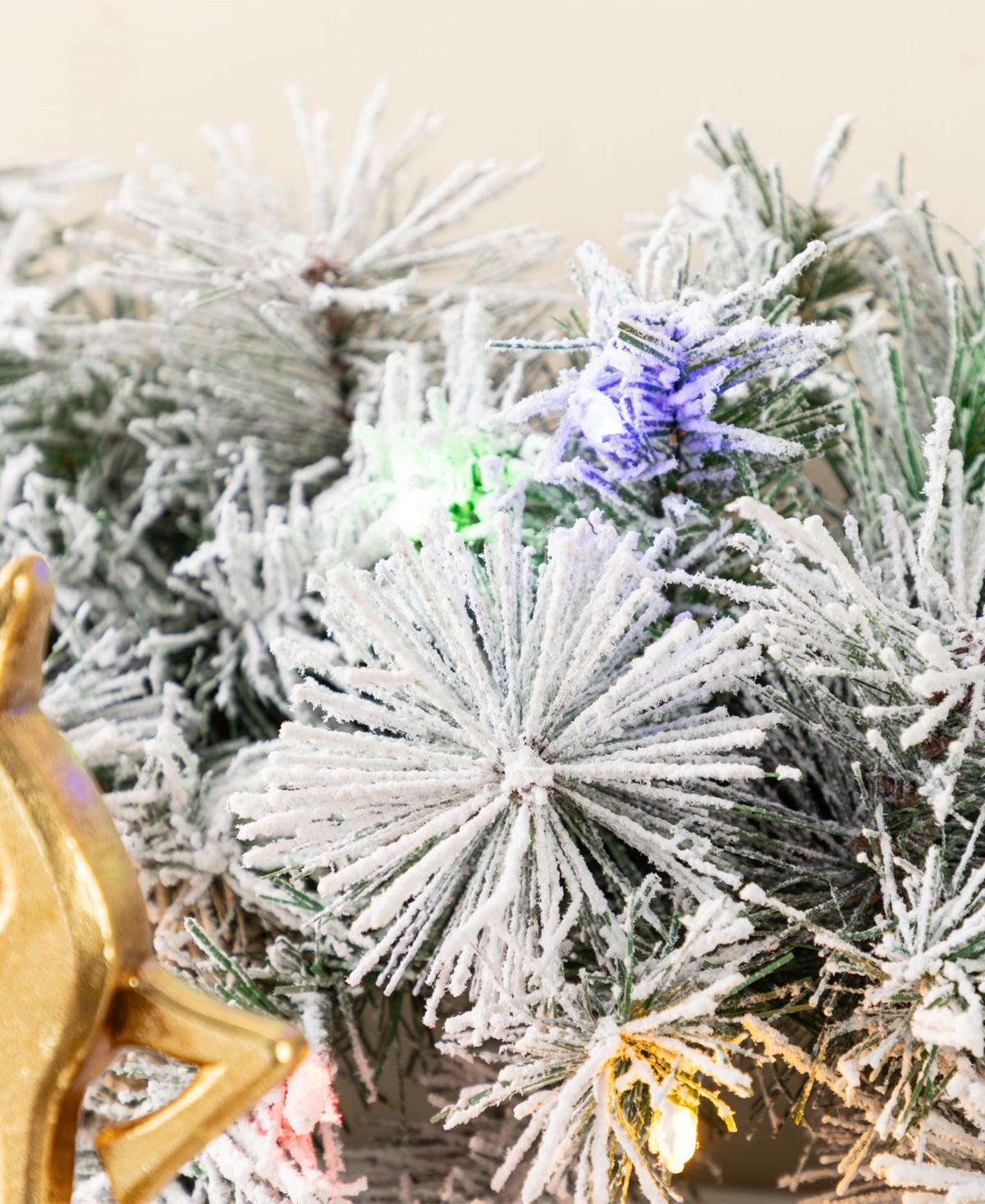 Glitzhome Pre-lit Snow Flocked Greenery Pine Christmas Garlands, Set Of 2 In Multi