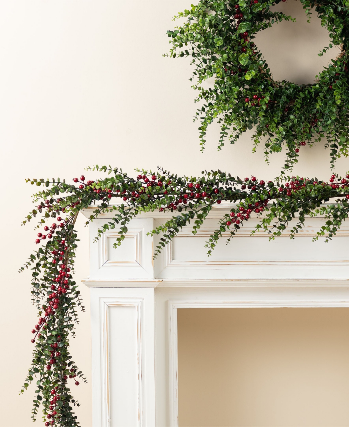 Glitzhome Christmas Greenery Dripping Eucalyptus Garlands With Berries, Set Of 2 In Multi