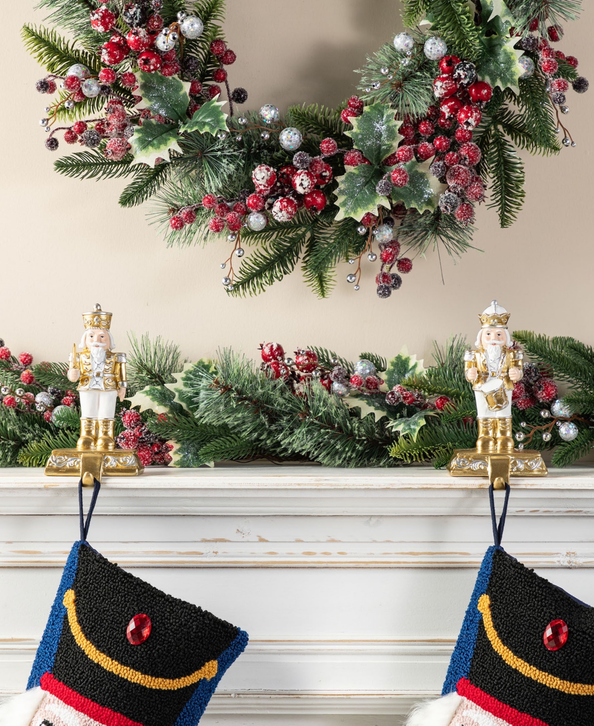 Glitzhome Christmas Resin Nutcracker Stocking Holders, Set Of 2 In Multi