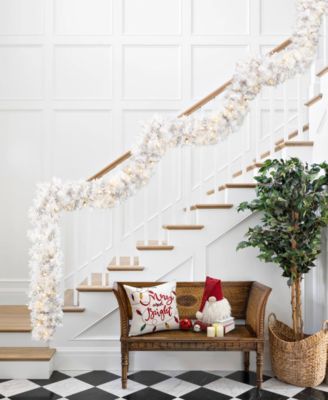 Pre-Lit Snow Flocked Pine Christmas Garlands, Set of 4