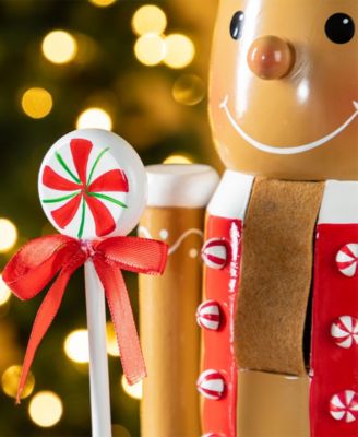 Wooden Christmas Green Brush Tree, Gingerbread Man and Elf Dog Nutcracker, Set of 3