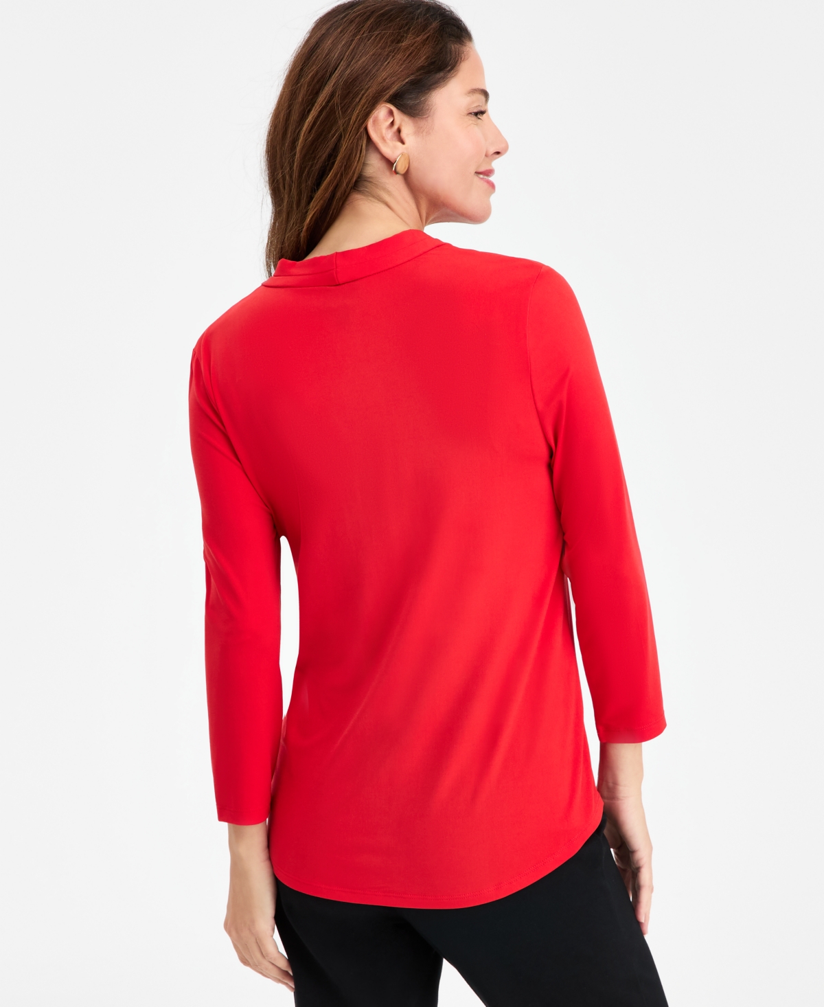 Jm Collection Women's 3/4 Sleeve V-Neck Knit Top, Created for Macy's