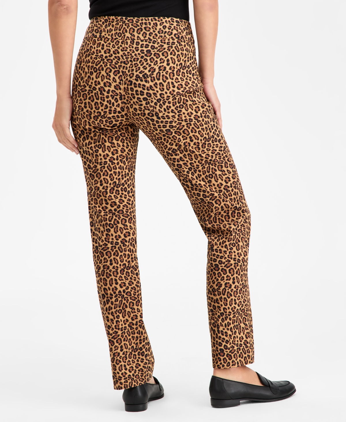 Jm Collection Women's Cheetah Tummy-control Rivet Pants, Macy's Exclusive In Brown