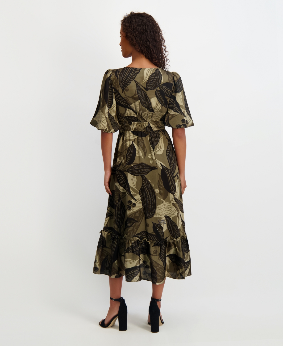 Kensie Women's Floral-print Puff-sleeve Maxi Dress In Multi