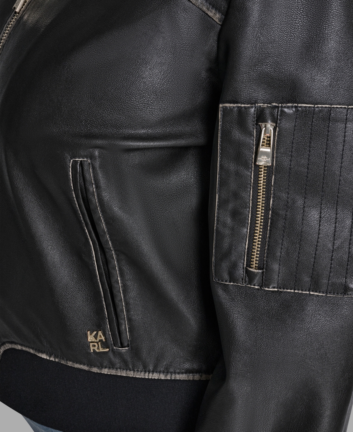 Karl Lagerfeld Plus Size Zip Up Jacket In Black