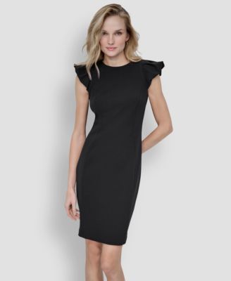 Women's Bubble Sleeve Sheath Scuba Crepe Dress