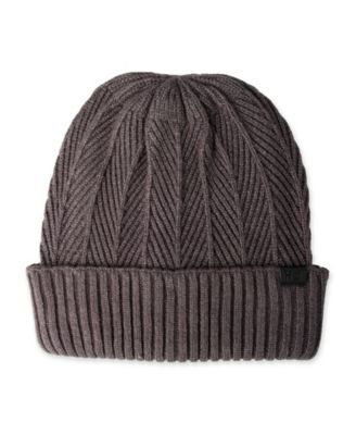 Men's 2-Piece Herringbone Knit Beanie and Scarf Box Set