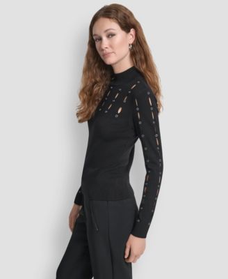 Women's Grommet Long Sleeves Sweater