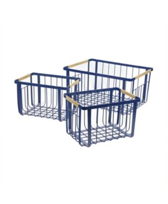Henley Vintage Farmhouse Handmade Wire Metal Nesting Storage Baskets with Jute Wrapped Handles, (Set of 3)