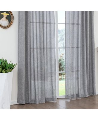 Faux Linen Texture Light Filtering Back Tab Curtains, Semi Sheer Farmhouse Window Curtains (2 Panels), 52"x84"