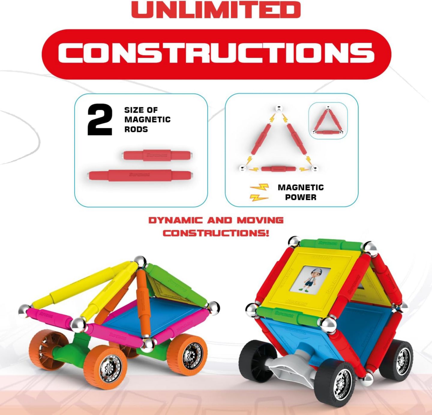 Детский конструктор Tinamiri SuperMag Wheels 55 — фото 4