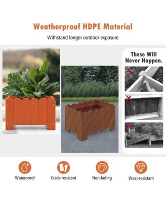 2 Pack Rectangular Planter Box Weather-resistant HDPE Flower Pot w/ Drainage Gaps  18'' x 12.5'' x 12''